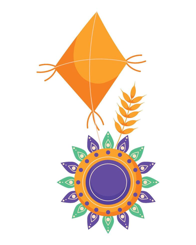 Kite with sunflower and wheat price 1 credit usd 1 vector