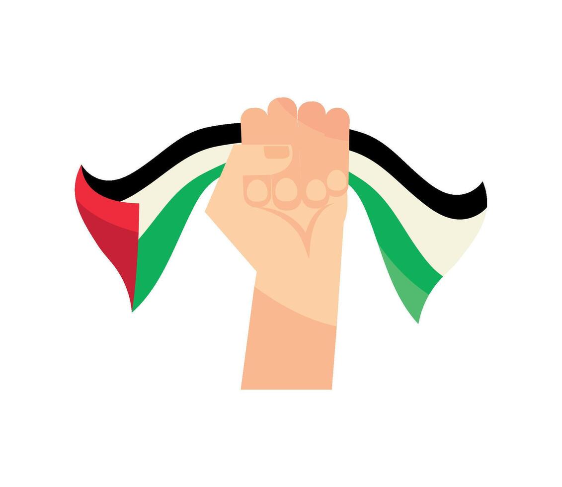 Palestine flag hand holding a fist vector