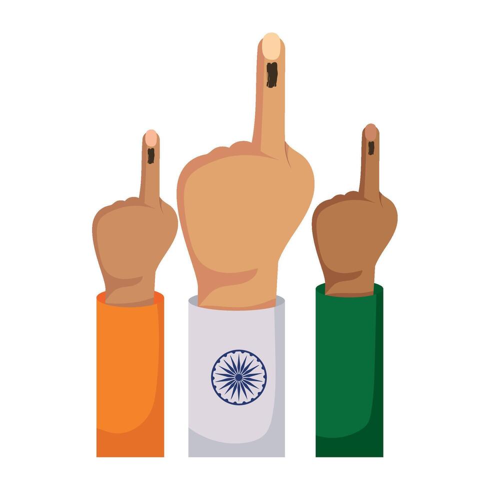 Indian election symbol with three fingers up vector
