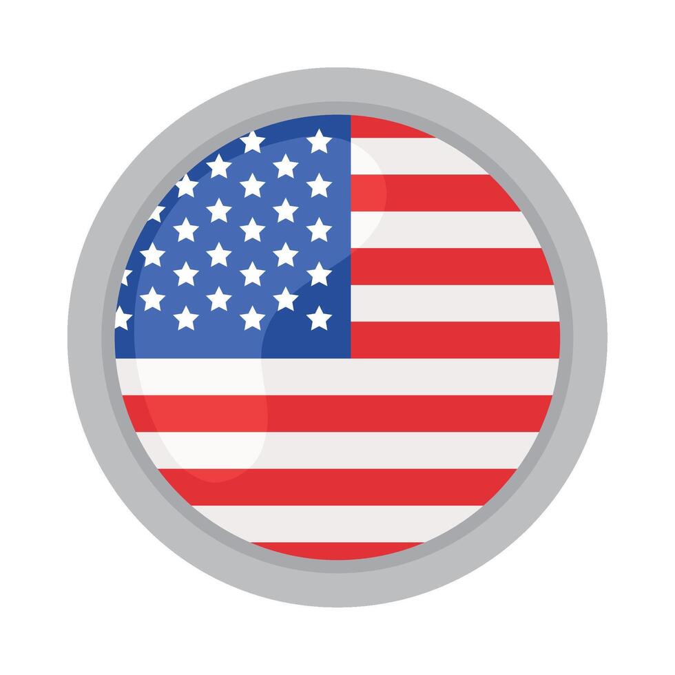 The american flag in a round button vector