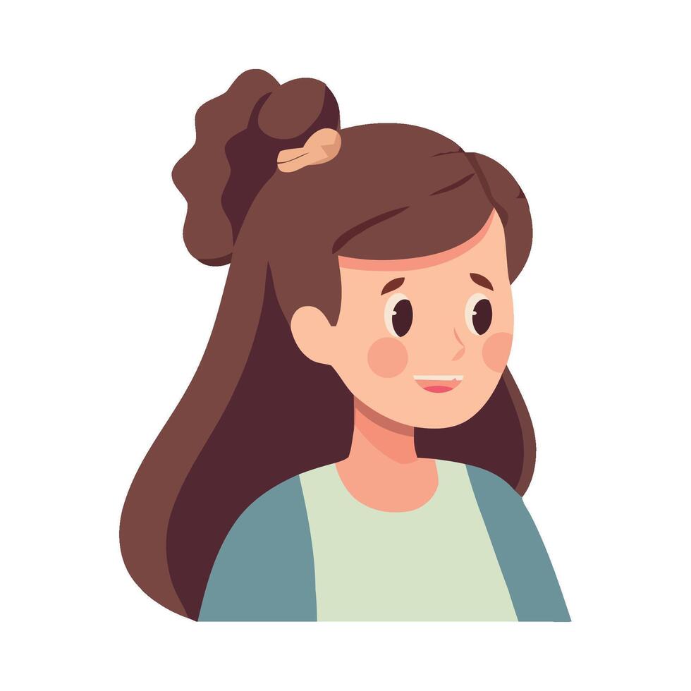 A woman with long hair and a ponytail vector
