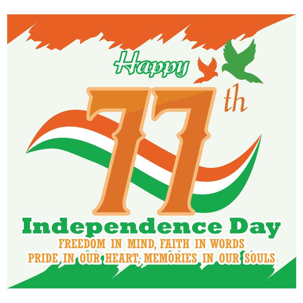 77th Anniversary, Independence Day India, 2024, Design post Template. flat modern illustration vector