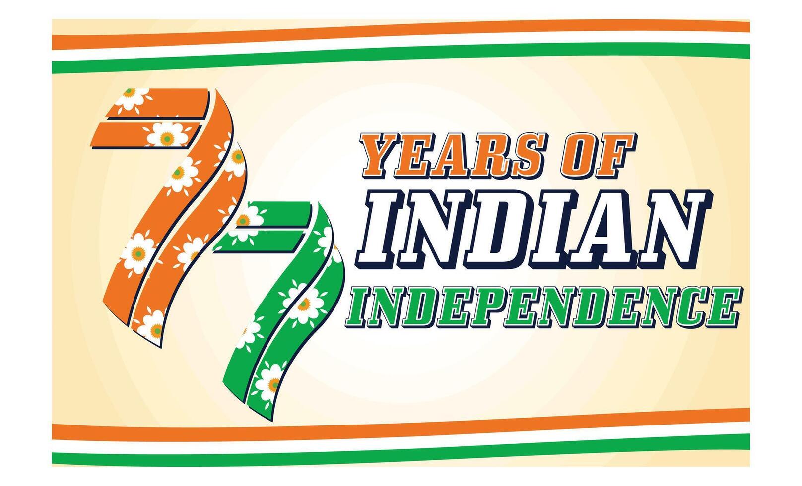 Tricolor banner with Indian flag for Independence Day of India on 15th August. Flat modern illustration vector