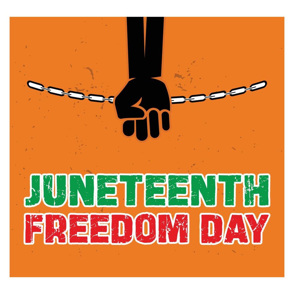Juneteenth Freedom Day. Black Arm breaking chains. Flat modern illustration vector