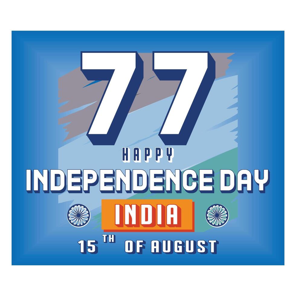 happy independence day India. Asoka chakra with Indian flag. Flat modern illustration vector