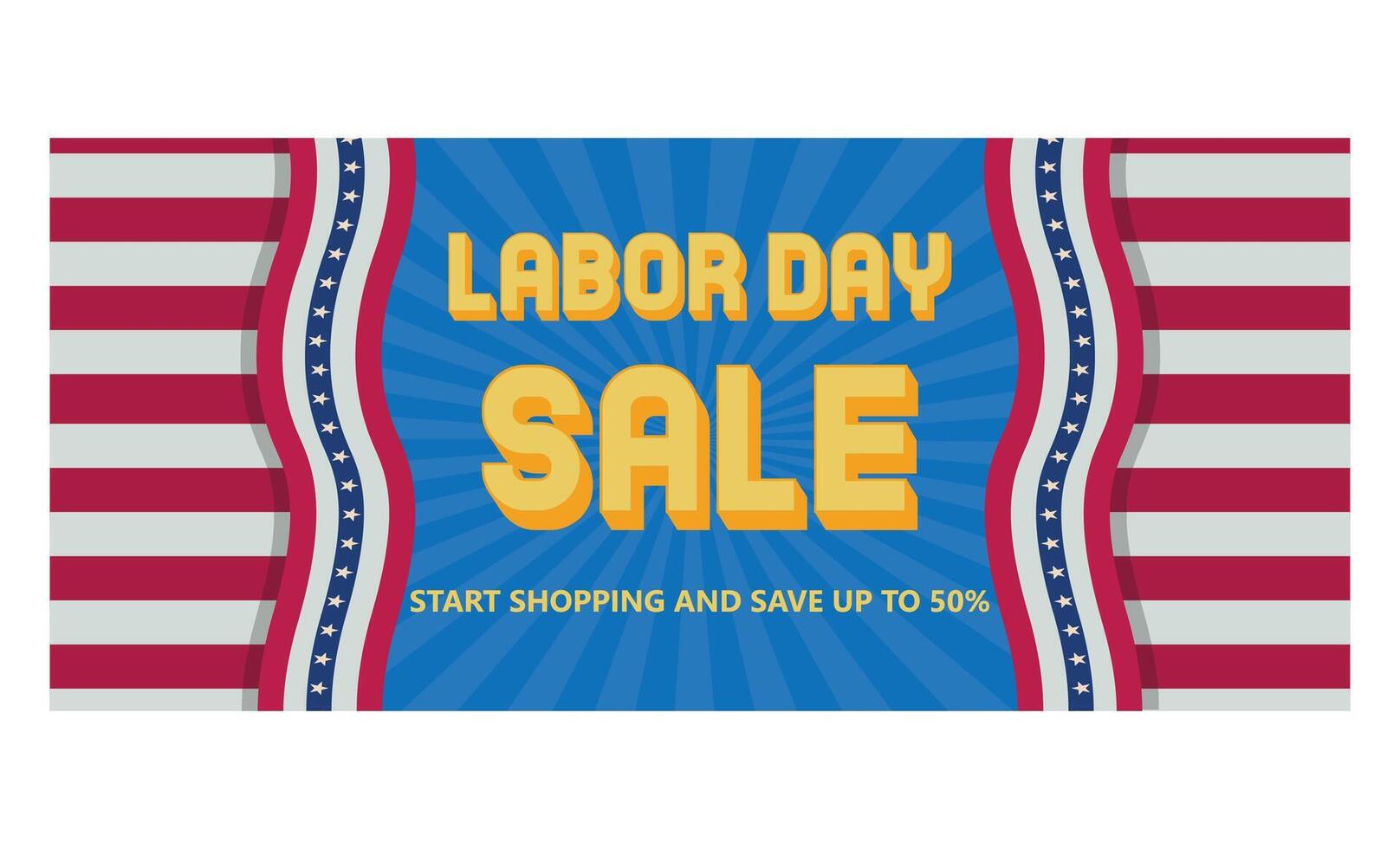 Labor Day sale banner. USA national federal holiday header design. American flag waving ribbon background. flat modern illustration vector