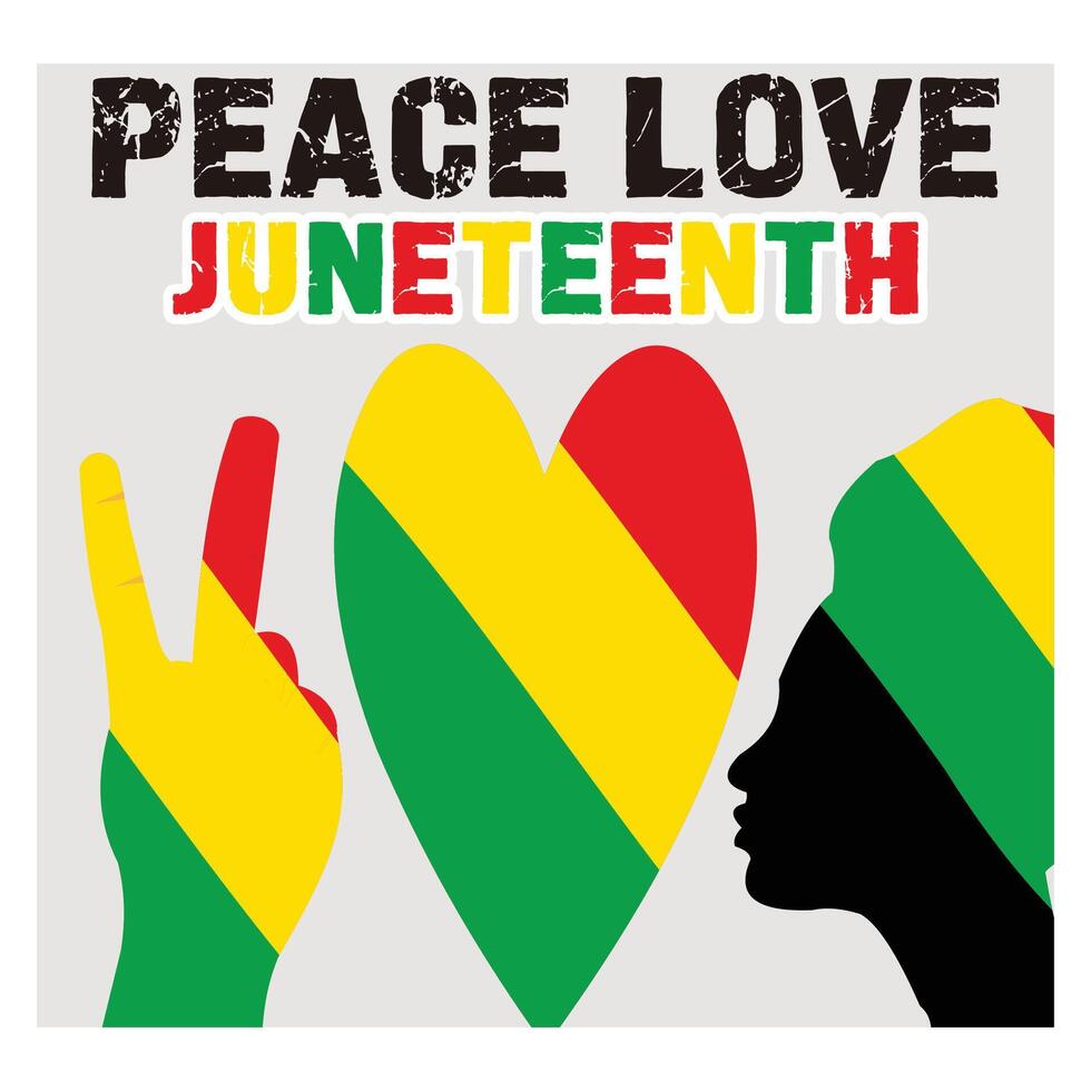 Peace, Love, Juneteenth. Flat modern illustration vector