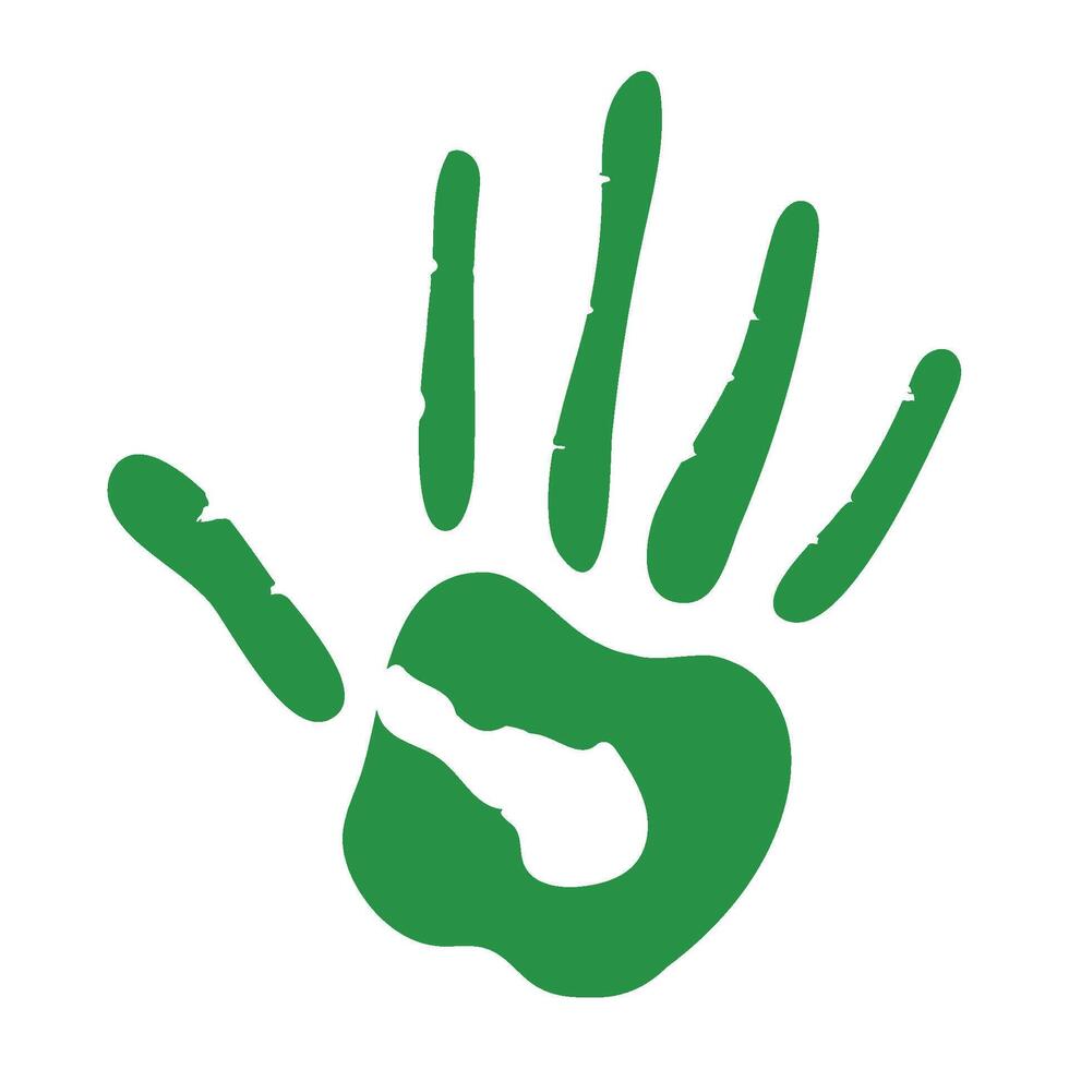 A green hand print on a white background vector