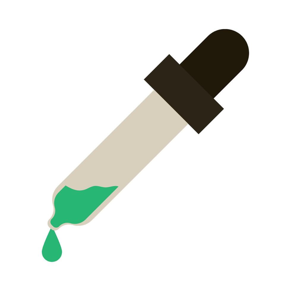 A test tube with green liquid and a black tip vector