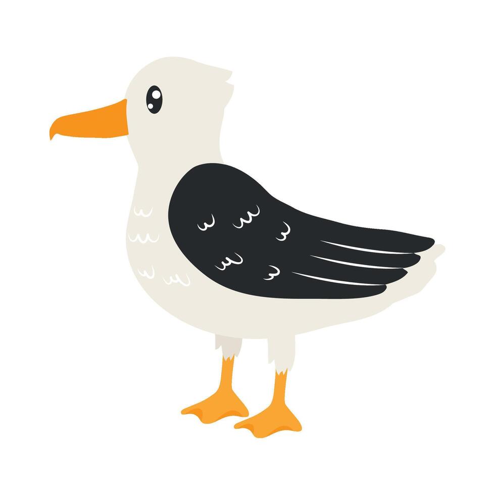 A cartoon seagull standing on a white background vector