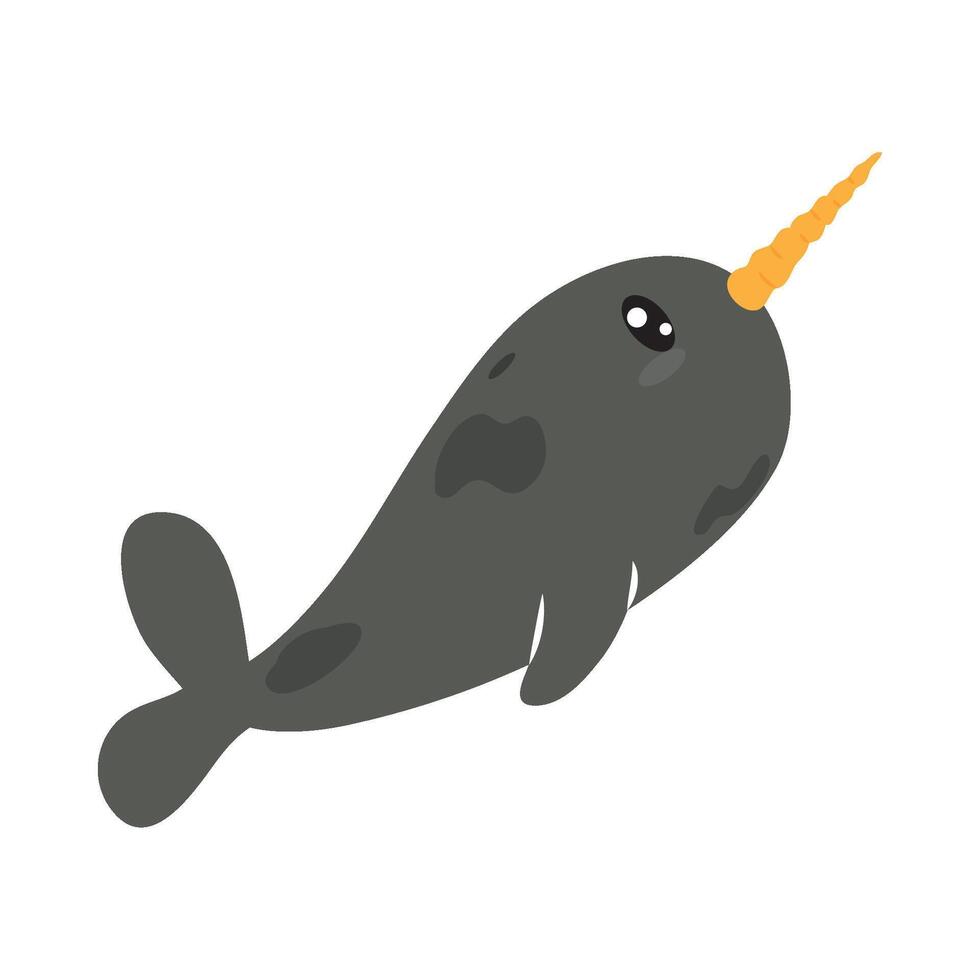 A narwhal with a horn on its head vector