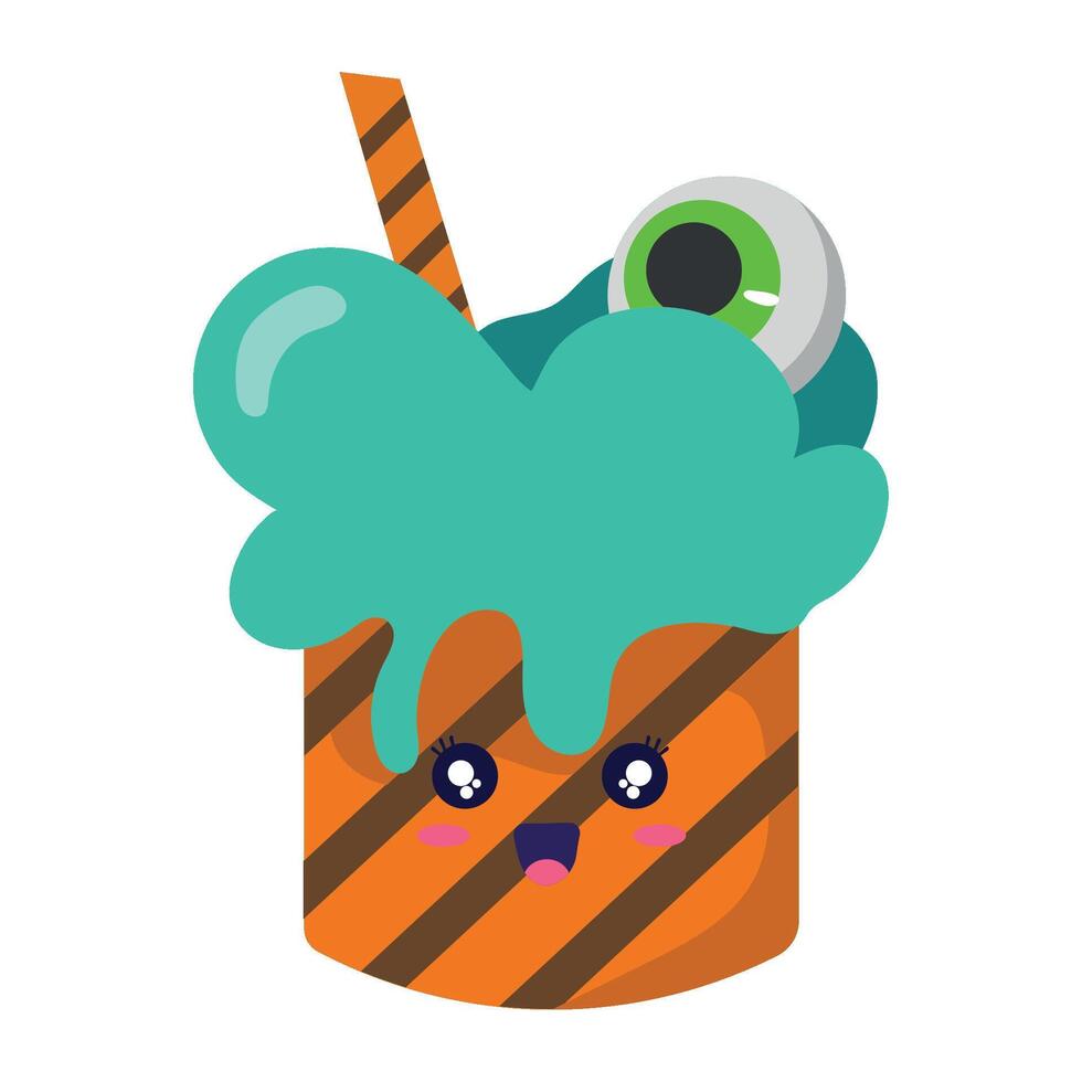 A cartoonish drink with eyes and a straw vector