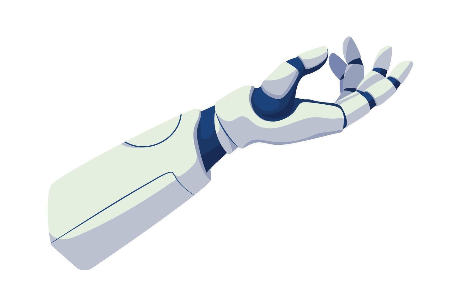 Robot hand with fingers extended, illustration on white background vector
