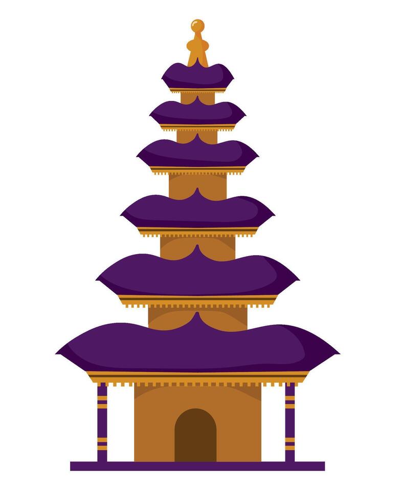 A purple pagoda with gold trim on top vector