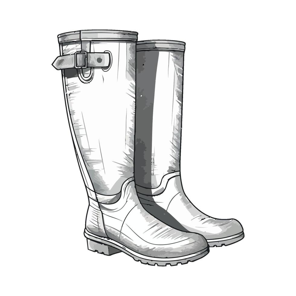 A drawing of a pair of wellington boots vector
