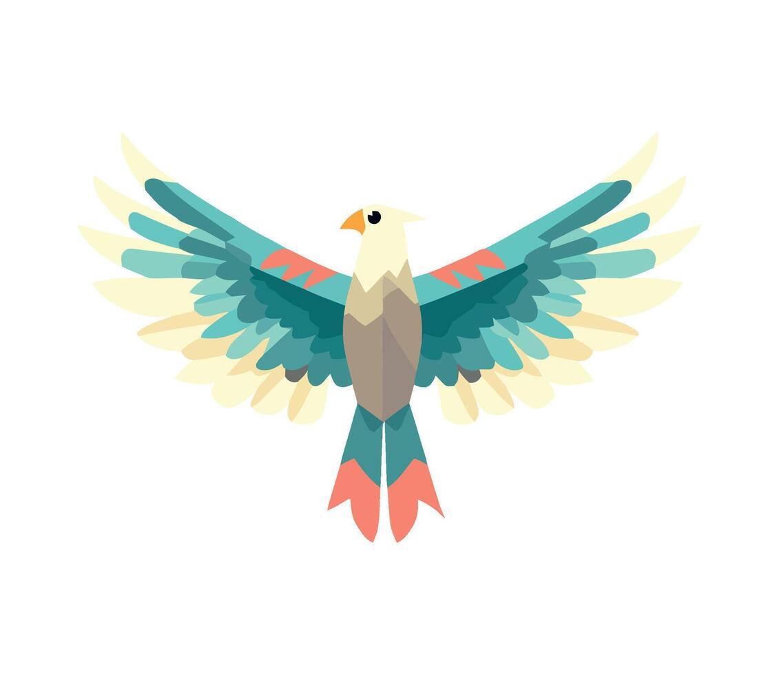 A colorful bird with wings spread out vector