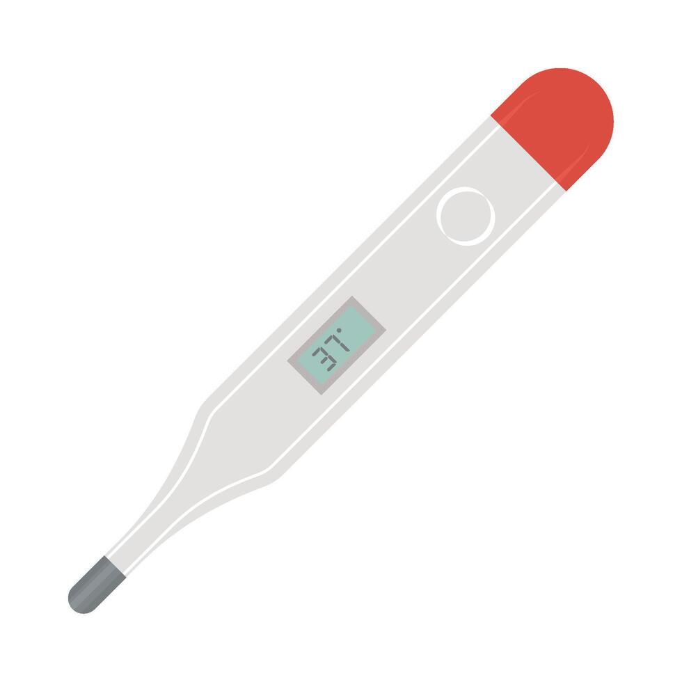A thermometer with a red tip on a white background vector
