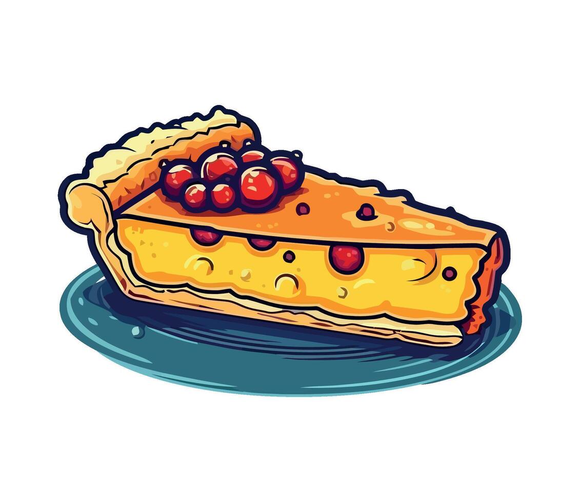 A slice of pie with cherries on top vector