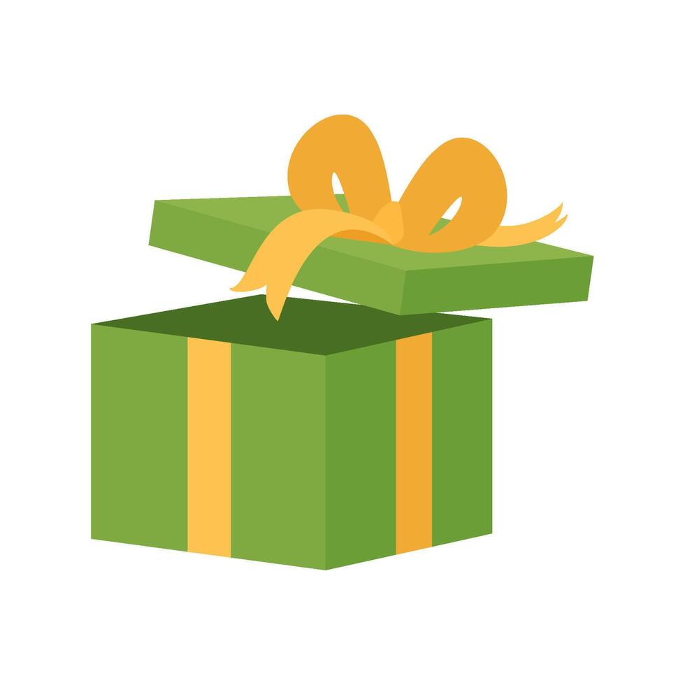 Gift box with yellow ribbon illustration vector