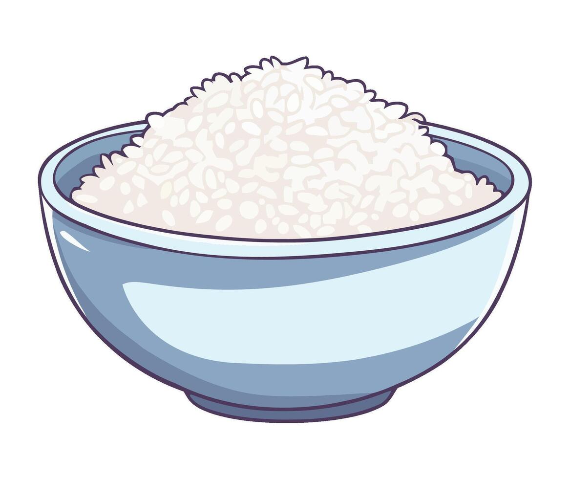 Rice in a bowl illustration vector