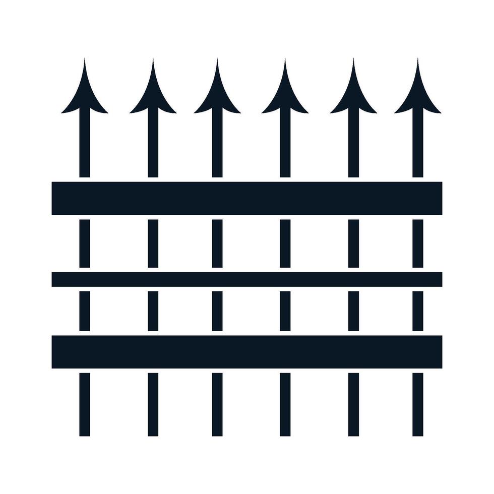 A black and white illustration of a fence with arrows vector