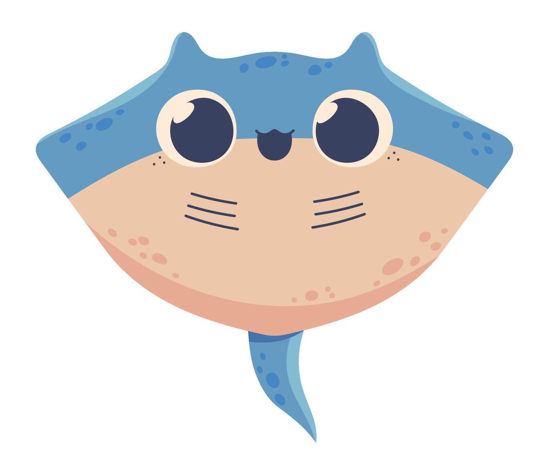 A cartoon blue stingray with big eyes vector