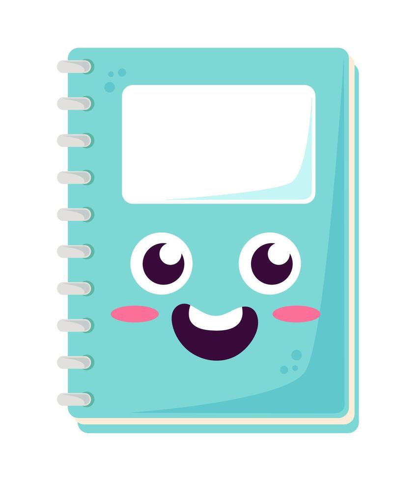 A cartoon notebook with a smiley face vector