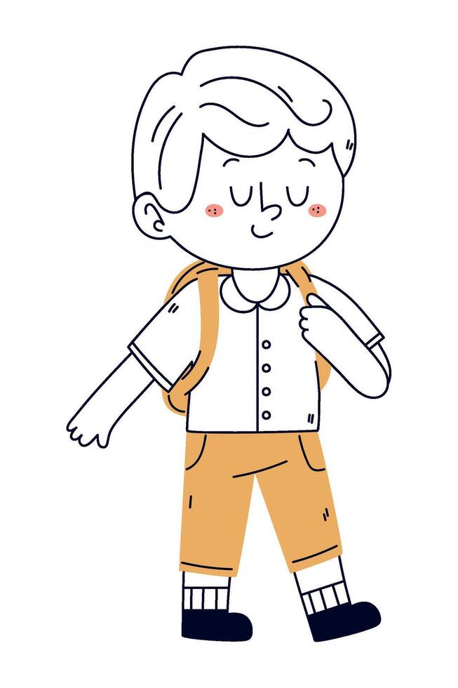 A cartoon boy with a backpack and a smile vector