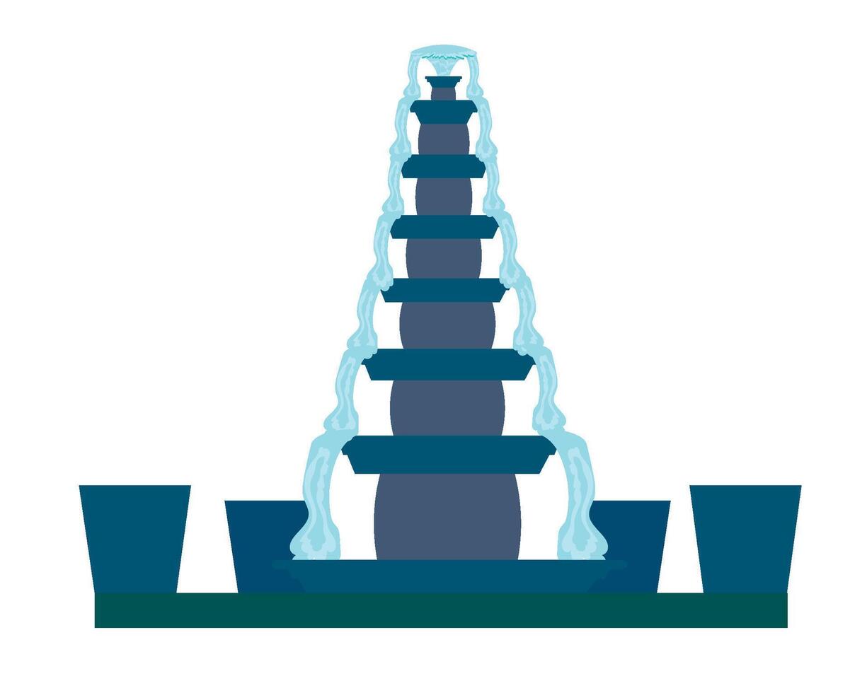 A blue fountain with water coming out of it vector