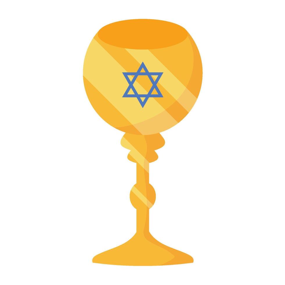 A golden cup with a star of david on it vector