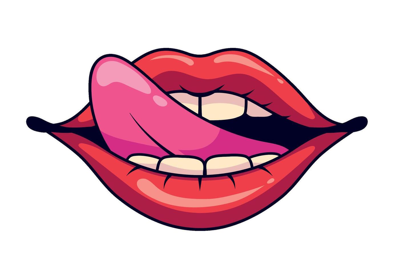 A cartoon woman's mouth with pink tongue vector