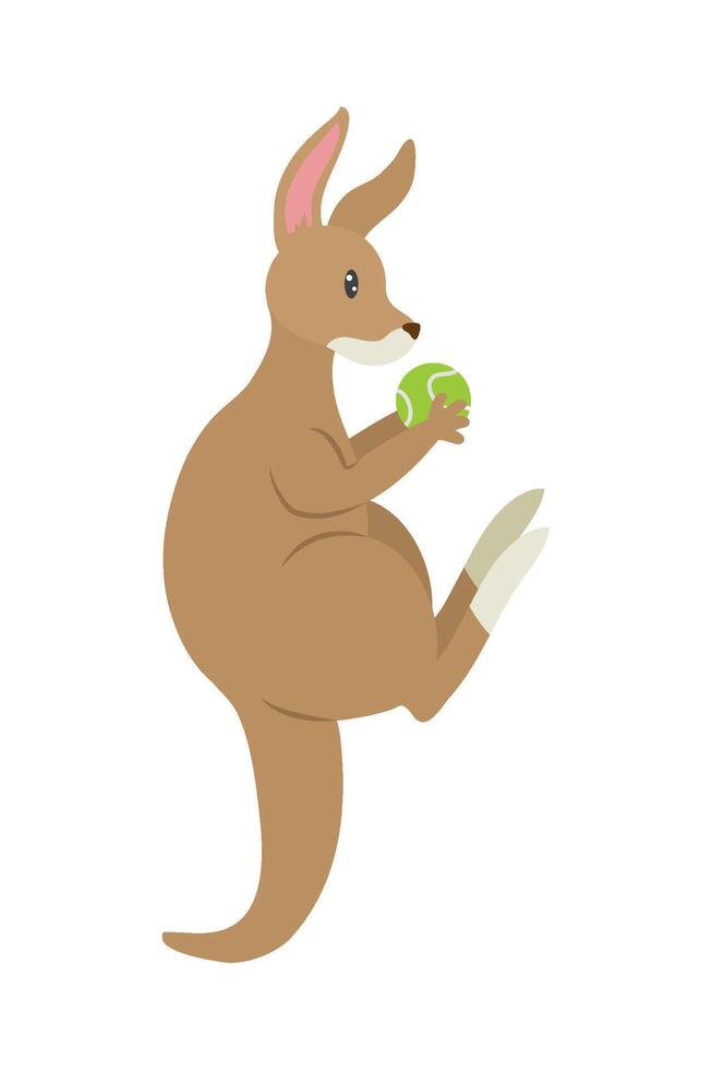 A cartoon kangaroo holding a tennis ball vector