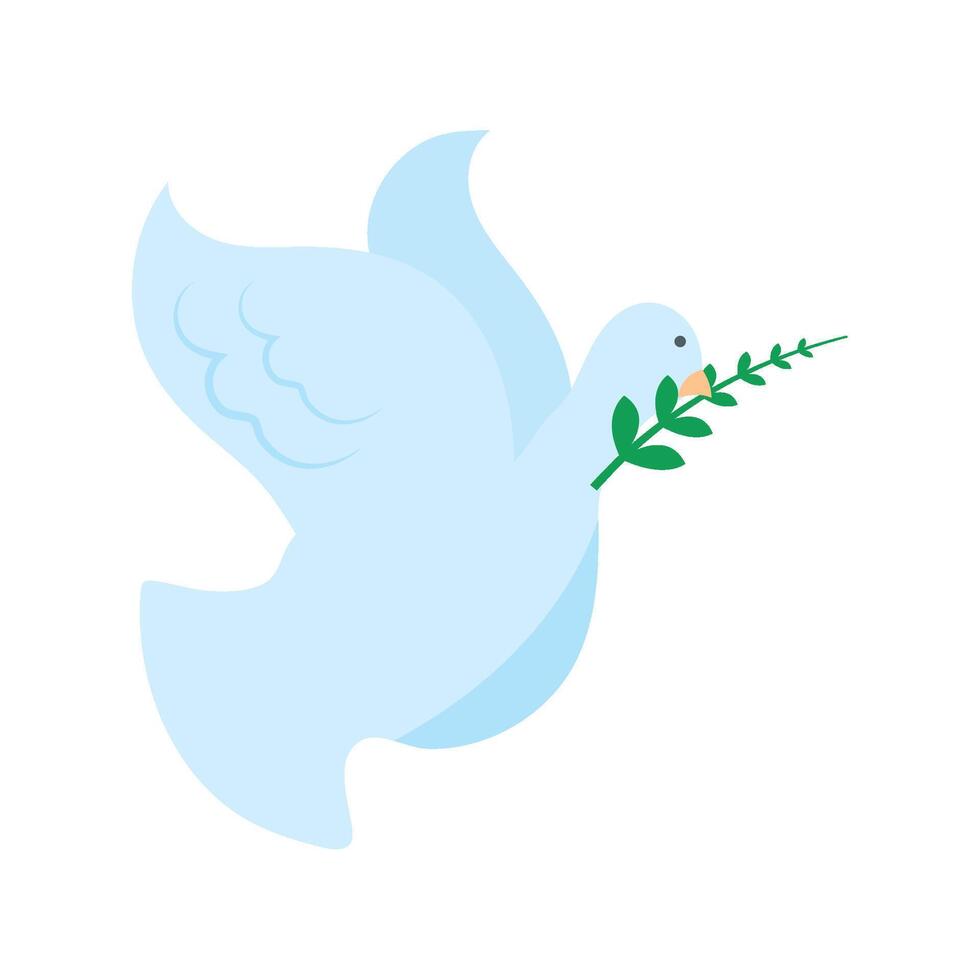 A blue dove with an olive branch in its beak vector