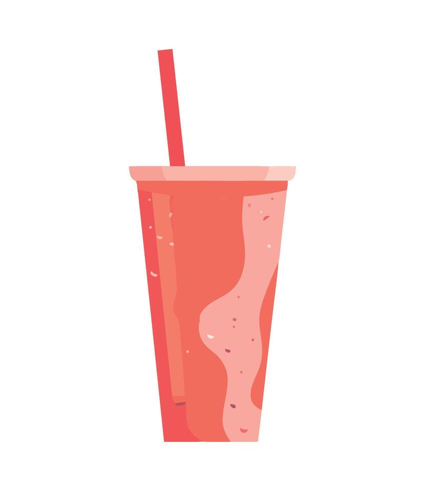 A strawberry smoothie in a glass with a straw vector