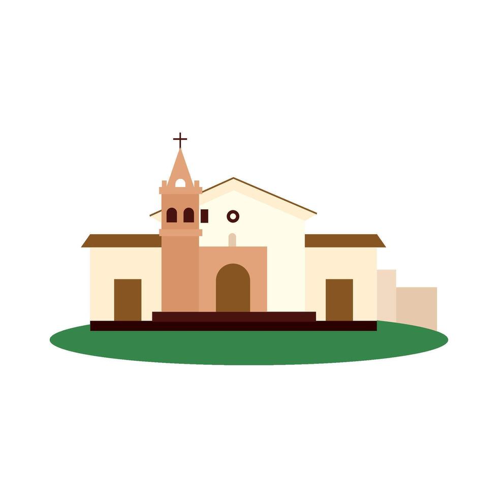 A church building with a steeple on top vector