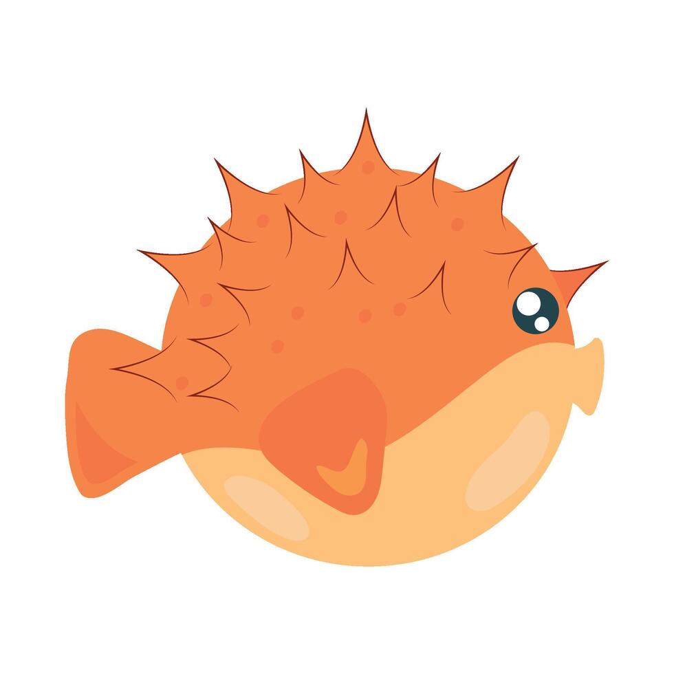 A cartoon puffer fish with a big nose and long spikes vector