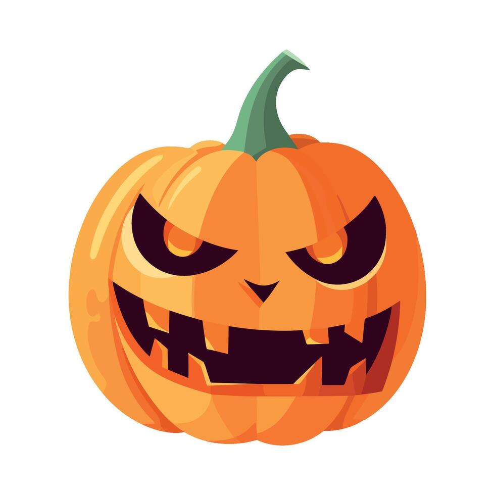 Halloween pumpkin with evil face on white background vector