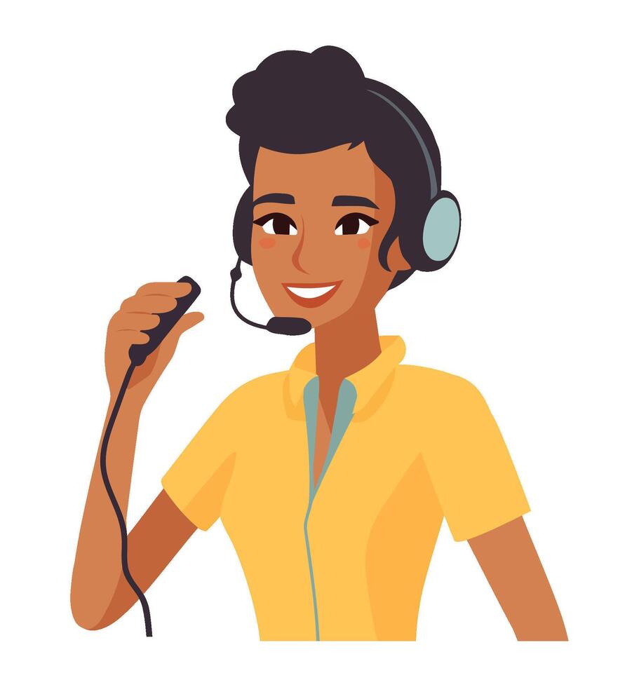 Call center agent with headset illustration vector