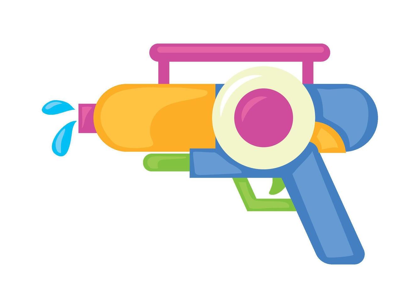 un vistoso agua pistola con un azul y rosado encargarse de vector