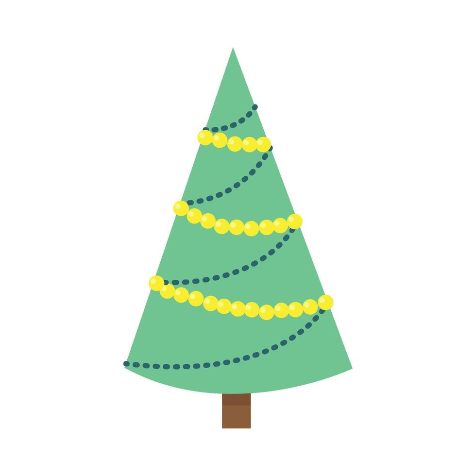 Christmas tree with yellow beads on a white background vector