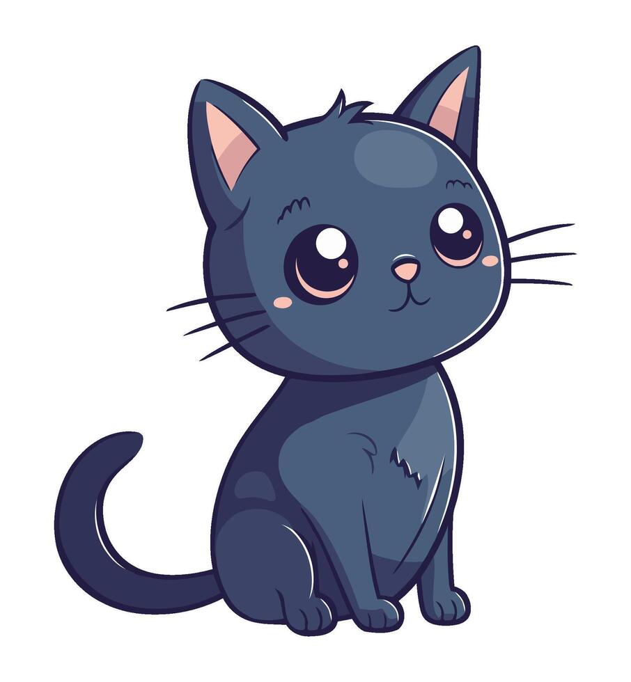 A cartoon black cat with big eyes vector