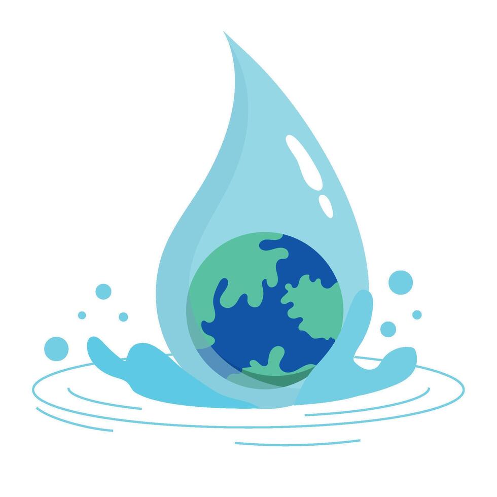 Earth in water drop illustration vector