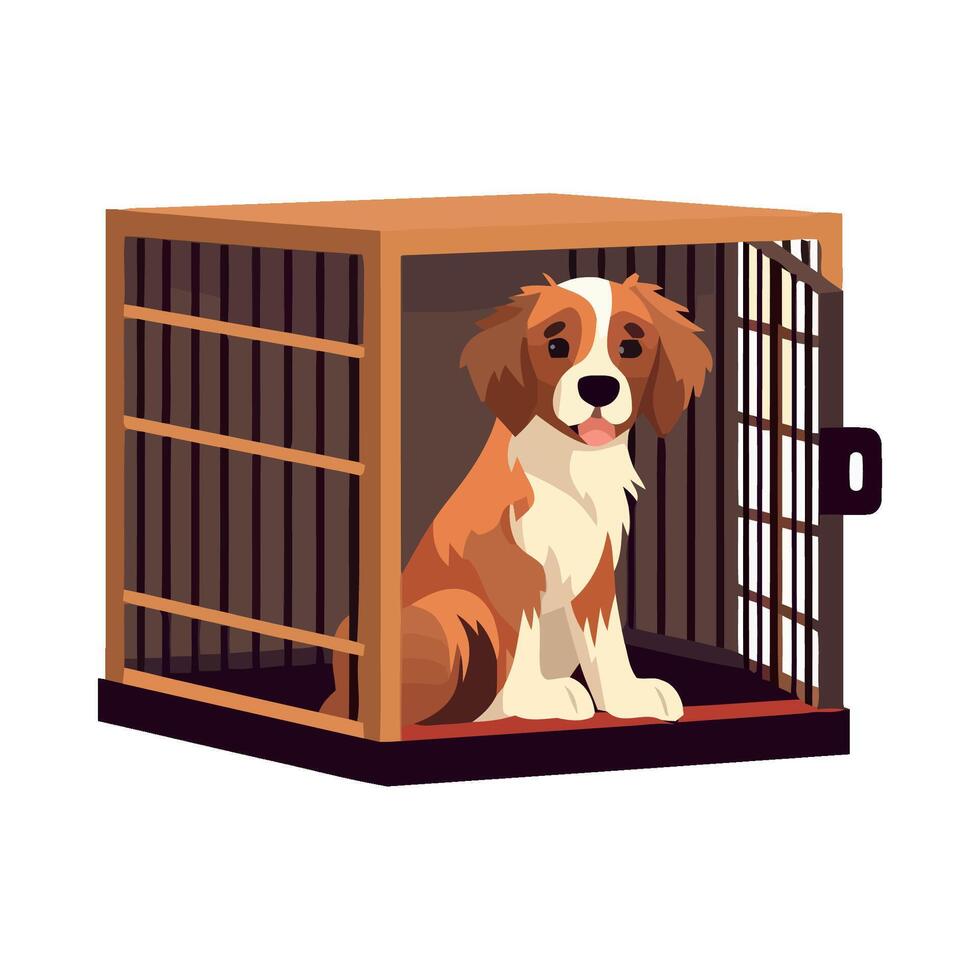 Dog in cage illustration on white background vector