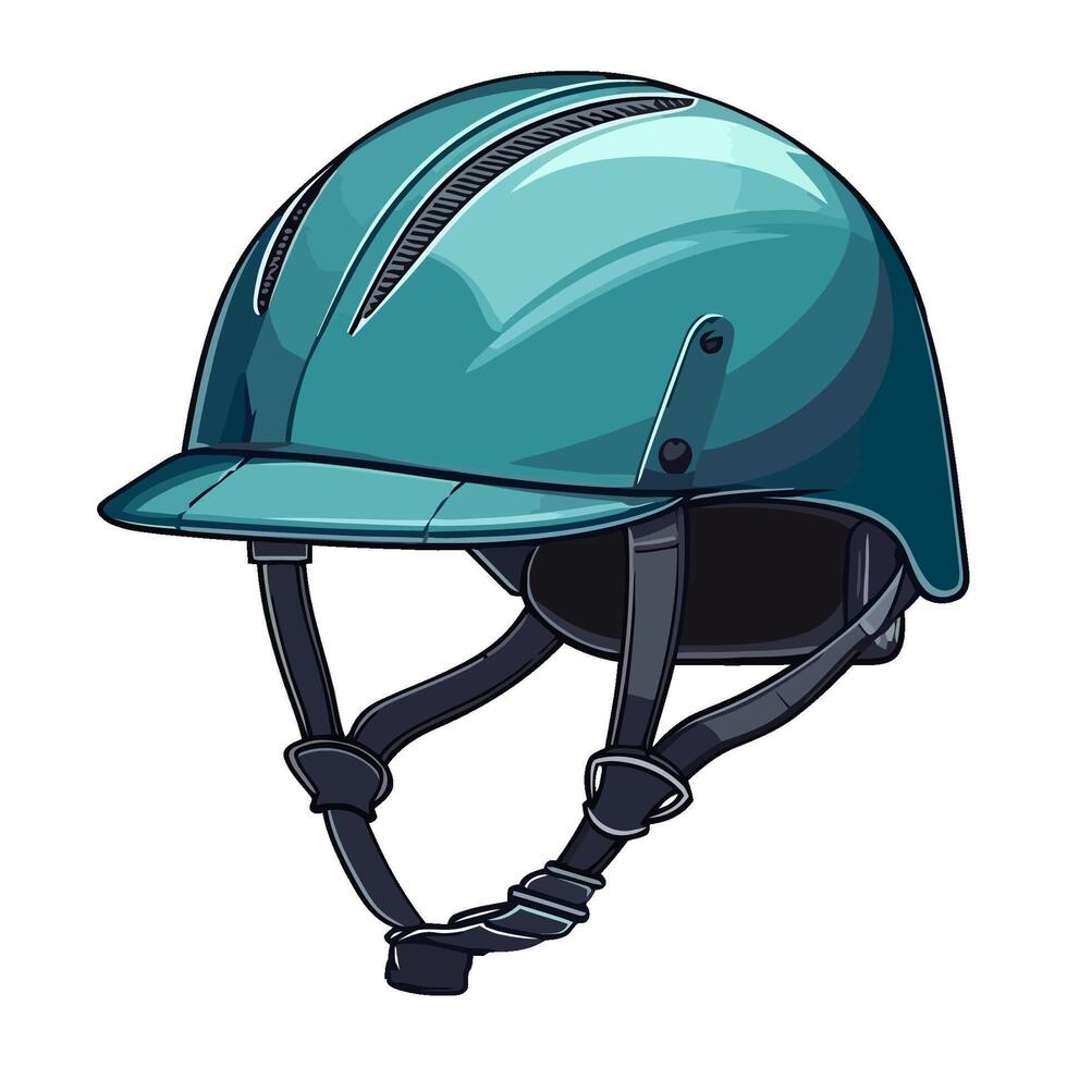 A blue helmet with a black strap vector