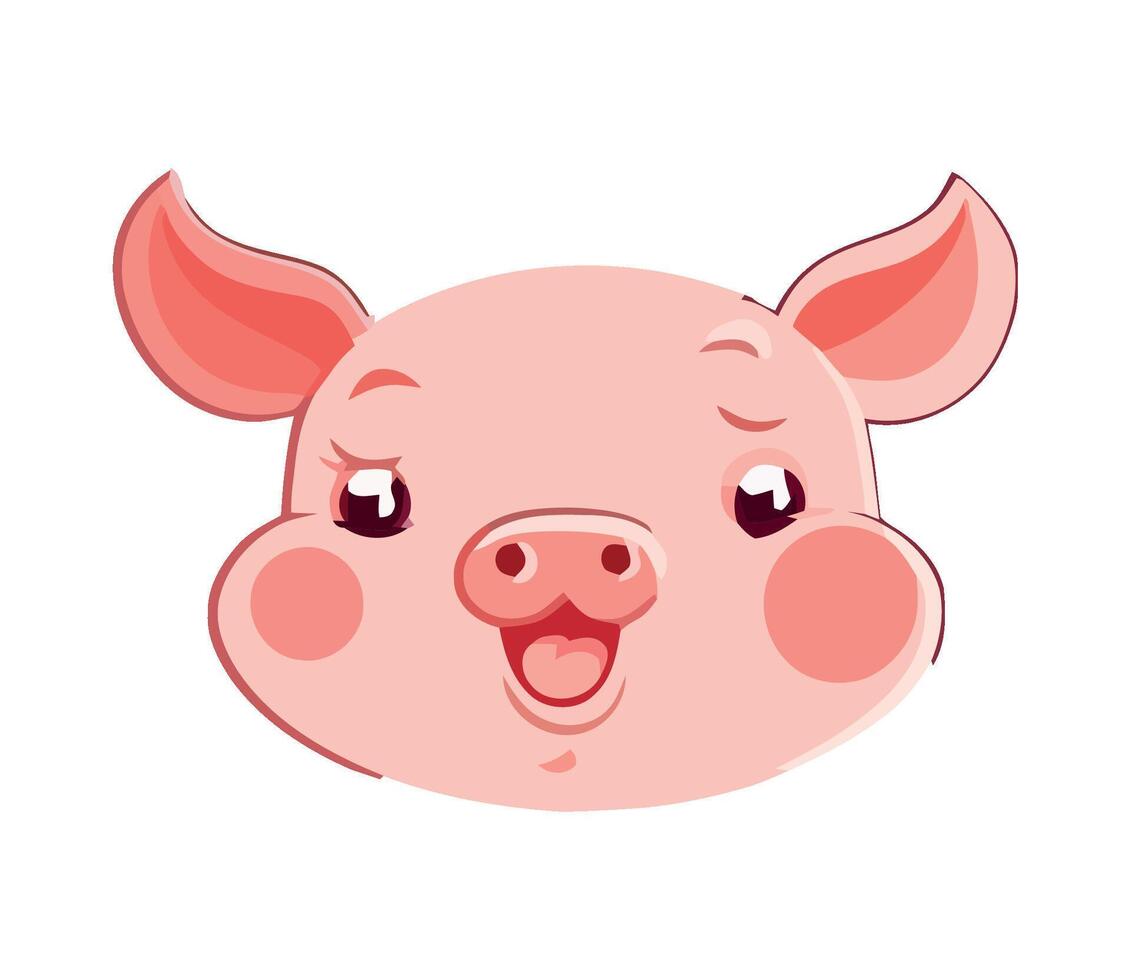 A cartoon pig's face with open mouth vector
