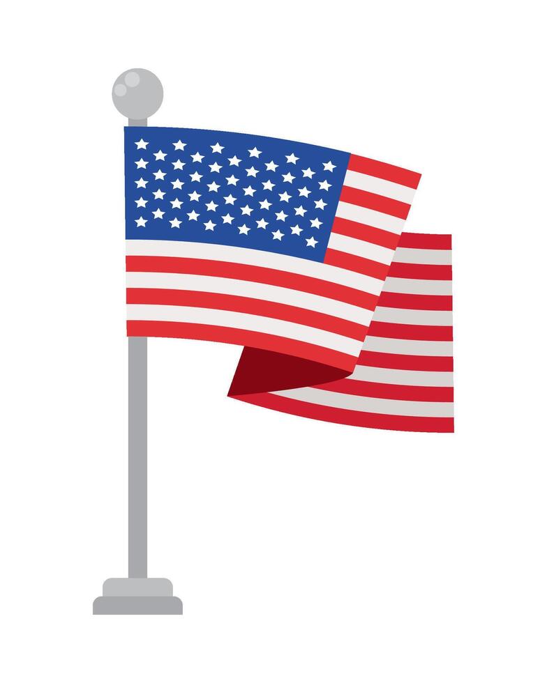 American flag waving on pole illustration vector