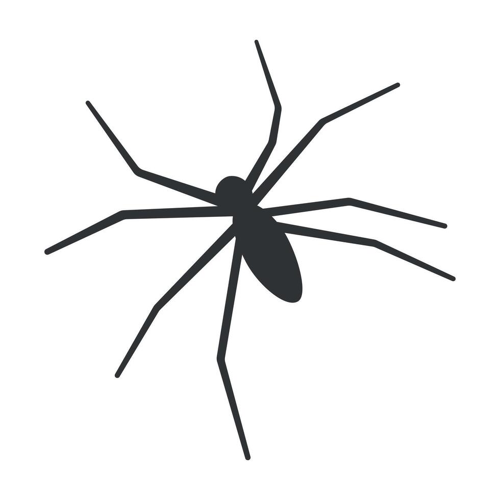 illustration of spider, creepy insect decoration for Halloween themes. The black arachnid silhouette in simple, spooky cartoon style for haunted or horror inspired designs vector