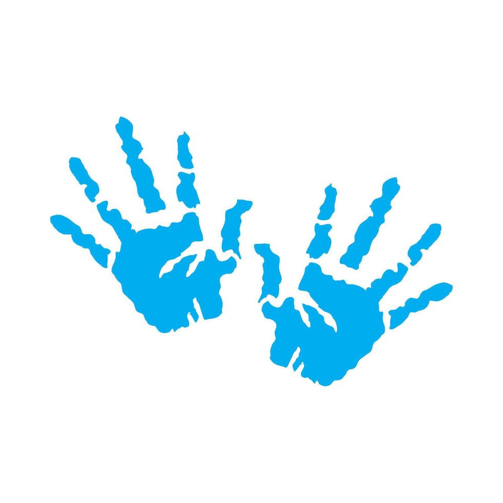 Two blue handprints on a white background vector