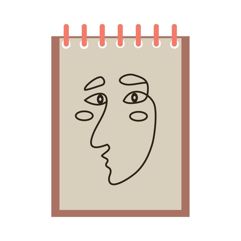 A notebook with a face drawn on it vector
