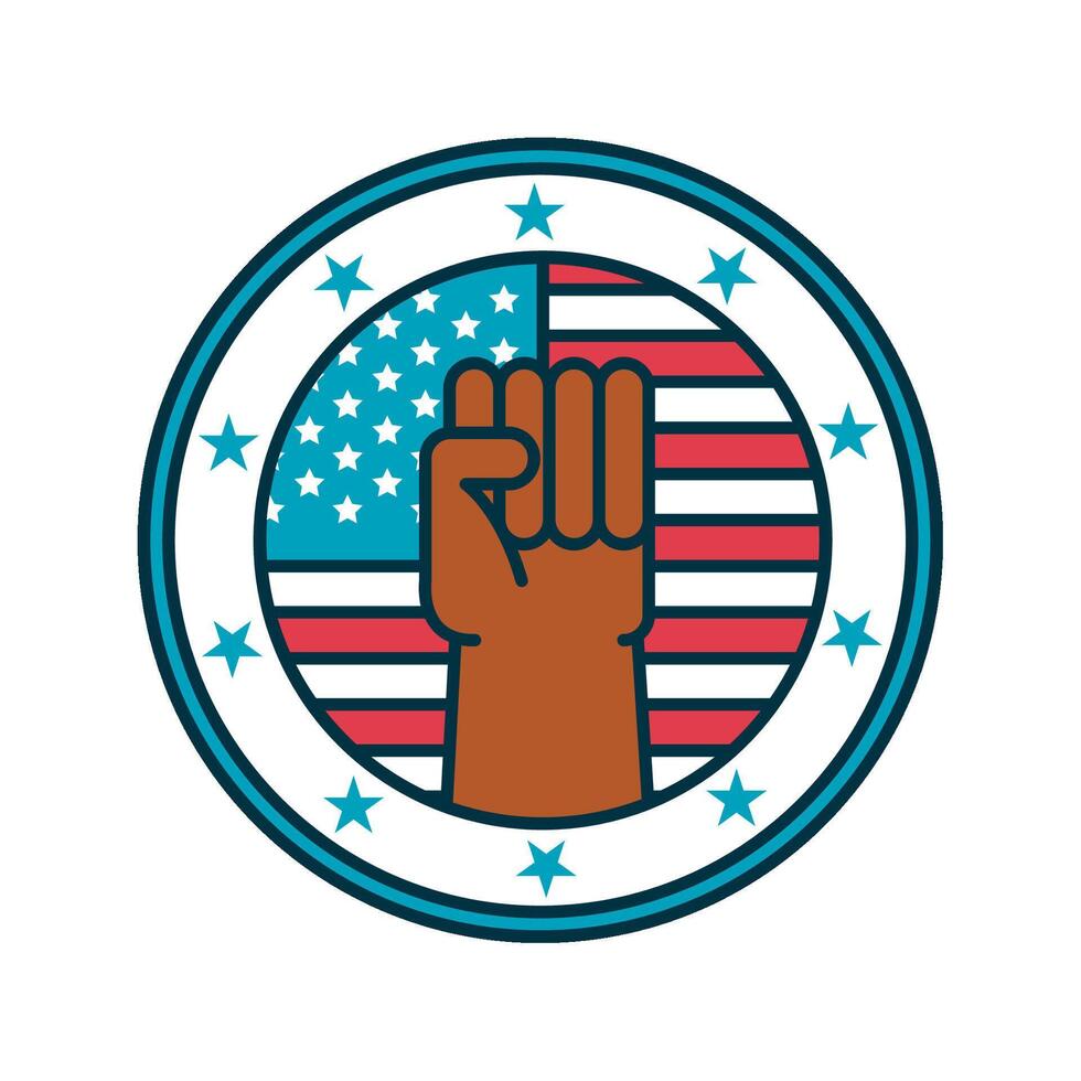 An american flag with a fist in the center vector